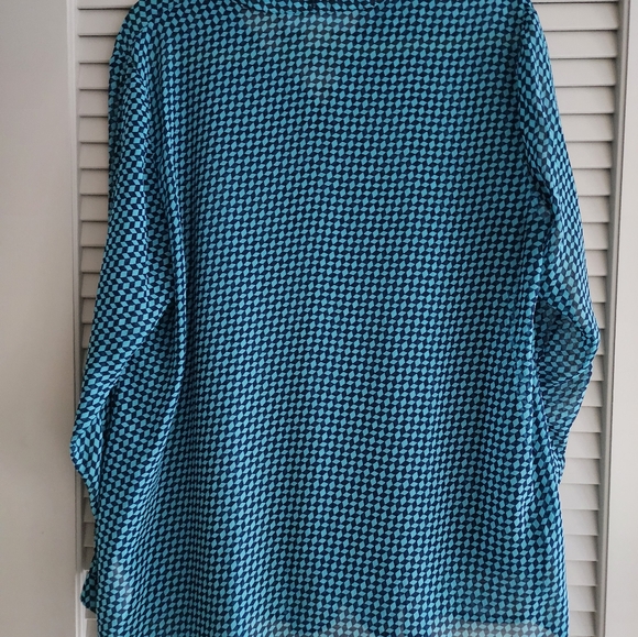 Michael Kors Turquoise and Navy Blouse Size 1X - Picture 5 of 5